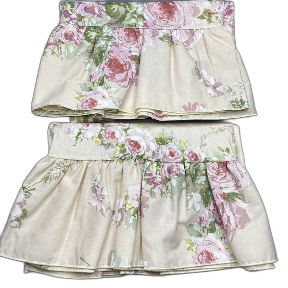 Bill Blass Springmaid Vintage Windemere Pillowcase Set Pink Rose Ruffle USA